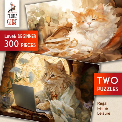 2 x PUZZLES 300 piezas ~ Regal Feline Leisure - gatos de lujo G2098 Foto 1 de 4