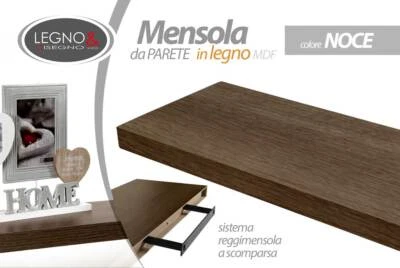 MENSOLA DA PARETE MODERNA LEGNO MURO REGGIMENSOLA A SCOMPARSA NOCE 100*25*4 cm - Immagine 1 di 4