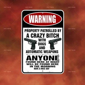 Warning Crazy Dogs Weapons Metal Sign Home room wall art gift decor funny A3555 - Picture 1 of 1