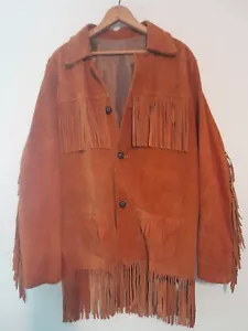 Antique Native American Hand Sewn Heavy Leather Jacket Fringes outlaw wild west - Picture 1 of 13