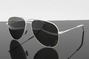 Saint Laurent Sunglasses Unisex Metal Aviator White 59mm SL-Classic11-038 NEW! - Picture 1 of 7
