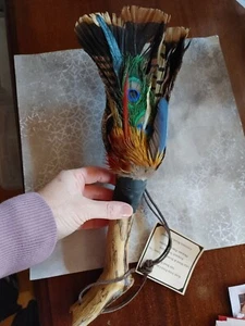 Vintage artist hand made California driftwood feather spirit wand with orig tag - Picture 1 of 4