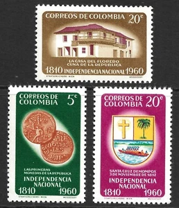 Colombia Scott 719-721 VF/XF Mint Hinged Issued 1960 - Picture 1 of 2