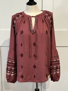 NWT Womens Knox Rose Small Boho Blouse Mauve Top Clothes Long Sleeve - Picture 1 of 8