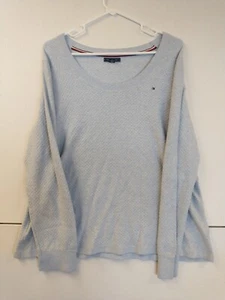 TOMMY HILFIGER Women's Light Blue Long Sleeve V-Neck Size Large - Picture 1 of 6