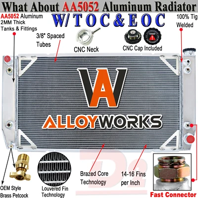 DPI1696 4 Row Radiator For 88-00 Chevy GMC C/K 2500 3500 Pickup 7.4L 454 V8 34"W - Image 1 of 4