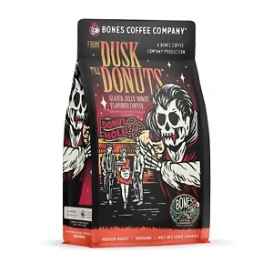 Bones Coffee Dusk Till Donuts Flavored Coffee Beans 12 oz Medium Roast - Picture 1 of 7