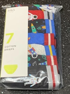 M&S Briefs 7 Prs Space Designs 100% Cotton 18-24m 92cm Multi BNWT - Picture 1 of 1