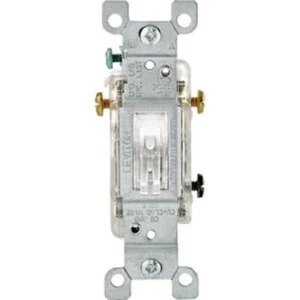(5)-Leviton Illuminated Toggle Clear 15A 3-Way Electrical Switch R00-L1463-00C - Picture 1 of 1