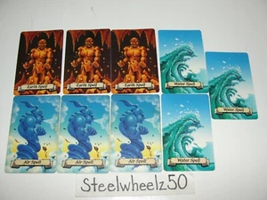 Hero Quest Ersatz Luft Erde & Wasser Zauber Karten Set Teile Teile 1990 Genie - Bild 1 von 7