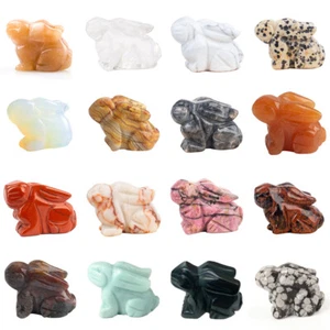 1.5"Natural Quartz Crystal Jade Stone Hare Hand Carved Rock Rabbit Reiki Healing - Picture 1 of 31