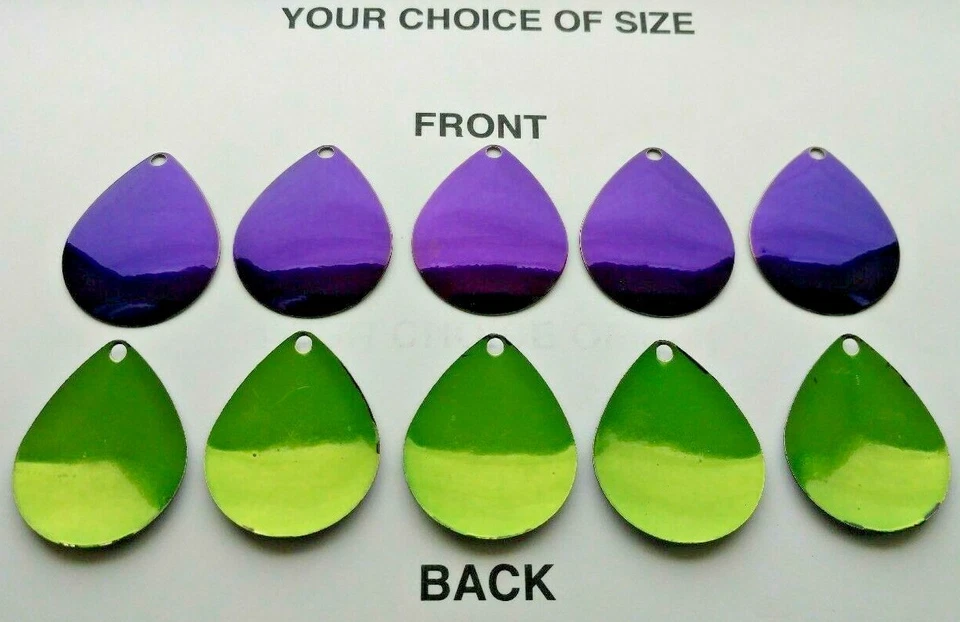 10 sz #00 thru 8 colorado smooth CANDY PURPLE /green SPINNER BLADES worm harness - Image 1 of 1