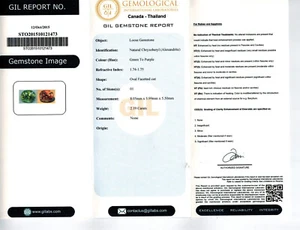 Alessandrite cangiante 2,19 carati con certificazione gemmologica GIL - Foto 1 di 5