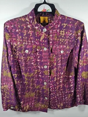 Chaqueta ligera con botones Ruby Rd para mujer talla 10 ciruela púrpura multicolor Foto 1 de 4