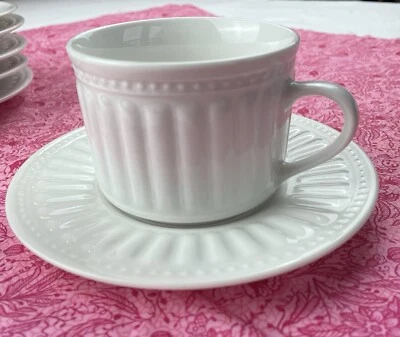 Oneida Juego de 6 Tazas y Platillos de Café Ariel Athena Blanco Sólido Texturizado,Descontado Foto 1 de 4