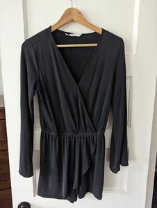 BB Dakota Long Sleeve Romper Womens Jumpsuit Grey Small Stretch - Picture 1 of 3
