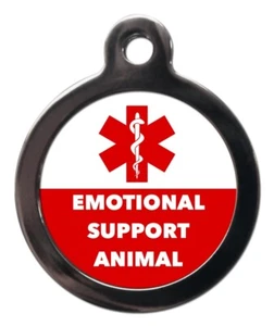 Pet ID ICE tag Medical Alert EMOTIONAL SUPPORT Staff of Asclepius personalised  - Picture 1 of 3