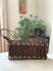 Vintage Wood Wooden Twigs Handbag Purse Leather Strap, Fully lined