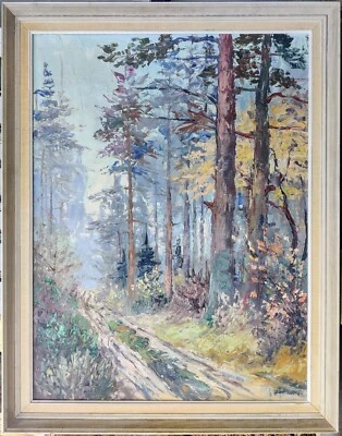 George William Hill (1862-1934): ESCENA FORESTAL, pintura al óleo original Foto 1 de 4