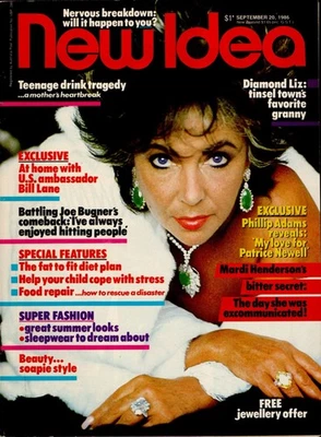 New Idea - Sept. 20, 1986 - Liz Taylor, Loren, Bugner, Phillip Adams + Fairchild - Image 1 of 2