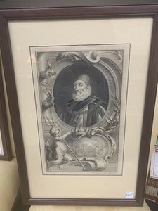 Antique Framed Mezzotint Engraving, Charles Howard Earl of Nottingham, C 1700’s - Picture 1 of 3