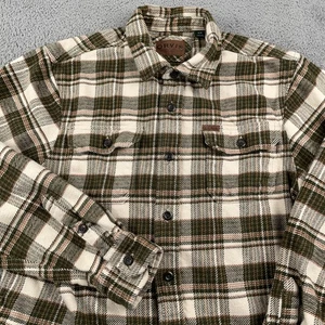 Orvis Hemdjacke Herren Medium grün creme kariert Flanell Baumwolle klassisch Outdoor - Bild 1 von 12
