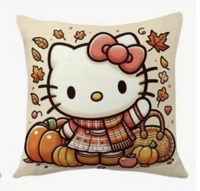 "Funda de almohada Hello Kitty otoño acción de gracias boho vacaciones decoración del hogar 18""" Foto 1 de 2
