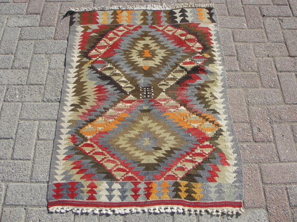 3x4 Small Handmade Kilim Area Rugs - Rug for Living room - Image 1 of 4