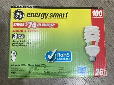 2 GE 15517 Energy Smart Spiral Fluorescent Bulb Soft White 26W =100W 1750 Lumens - Image 1 of 4