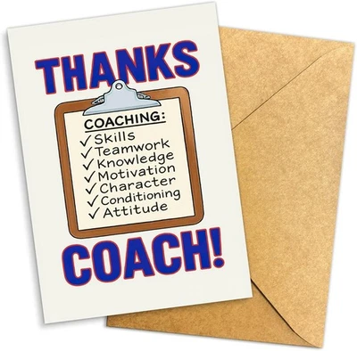 Thank You Card for Teachers and Coaches, Team Sports Gratitude, School Athlete A - Image 1 of 4