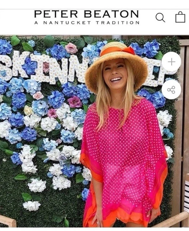 PETER BEATON Nantucket Túnica Top Cubrir Kimono Piscina Playa Resort Preppy ROSA Foto 1 de 4