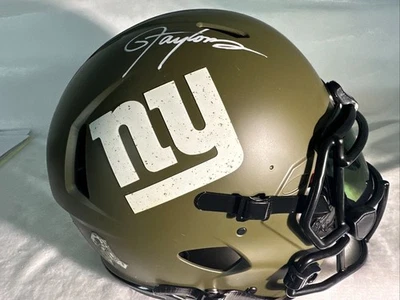 Casco tamaño completo firmado por Lawrence Taylor Giants saludo al servicio velocidad BAS Foto 1 de 4