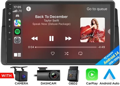 For BMW E46 Car Stereo Radio GPS WIFI Navi Apple CarPlay Android 14 9" Bluetooth - Image 1 of 4