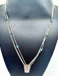 Quoc QT Sterling Silver Multi Strand Turquoise Bead Necklace - Picture 1 of 5