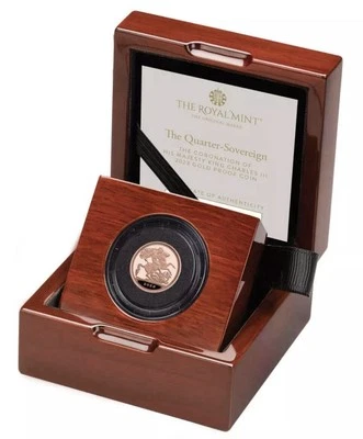 2023 UK Great Britain Gold Proof 1/4 Sovereign Coin • Charles III Coronation OMP - Image 1 of 4