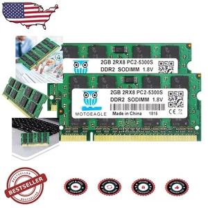 High-Performance 4GB DDR2 667MHz Laptop RAM Kit 2GBx2 PC2-5300S Fast - Picture 1 of 8