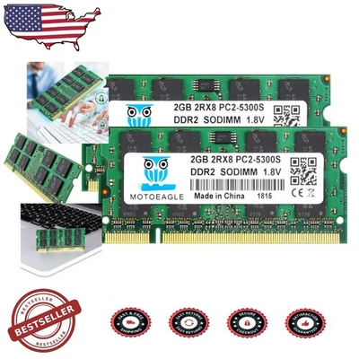High-Performance 4GB DDR2 667MHz Laptop RAM Kit 2GBx2 PC2-5300S Fast - Image 1 of 4