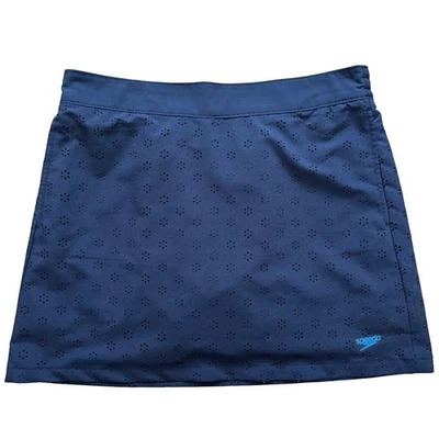 Speedo Navy Blue Laser Cut Swim Skort Women’s M Built-In Shorts Active Swimwear - Image 1 of 4