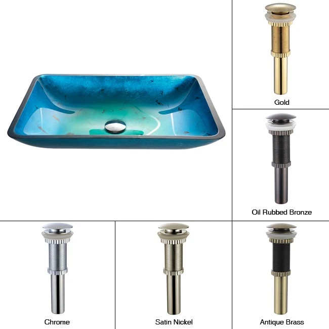 Kraus GVR-204-RE 21-7/8" Irrupción Azul Vidrio Vaso Baño Foto 1 de 1