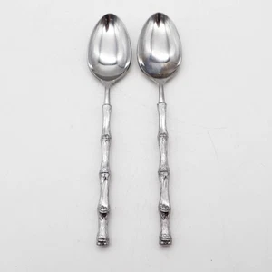 2 Vintage Oxford Hall Jade Teelöffel Bambus Rohr Griff Edelstahl Japan MCM Tiki - Bild 1 von 5