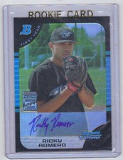 2005 Bowman Chrome Ricky Romero Refractor Rookie Card RC Auto #BDP177 Mint /500