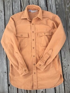 L.L. Bean Orange Chamois Cloth Shirt Button Down Long Sleeve VTG USA 15 Tall Men - Picture 1 of 11