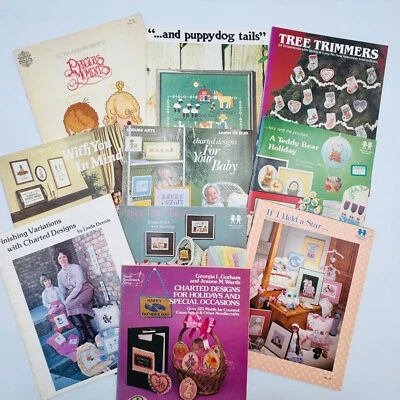 10 Cross Stitch Books Baby Teddy Bear Holiday Christmas Ornaments Samplers Quilt - Image 1 of 4