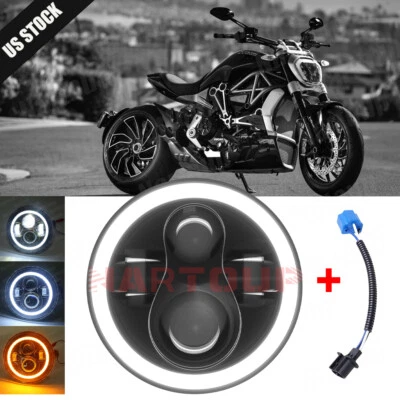 7" inch 100W LED Headlight High low Black for Honda Yamaha Ducati Motorcycle Foto 1 de 4