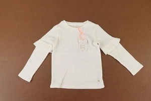 EGG Toddler Girl Size 4T Ivory Waffle Knit Ruffle Accent Long Sleeve Tee NWT - Picture 1 of 6