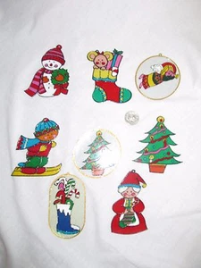 8 CHILDRENS PLASTIC CHRISTMAS ORNAMENTS - ANGEL SANTA TREE CANDY CANE SNOWMAN - Picture 1 of 5