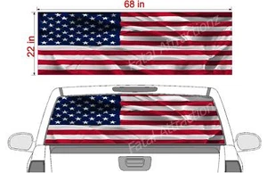 American Flag Wavy See Thru Window Wrap decal sticker truck 22x68" - Picture 1 of 2
