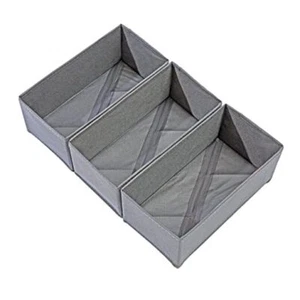 Sock Drawer Organizer Set of 3 Storage Boxes, Underwear Organizer Grey 3 Pack - Picture 1 of 8