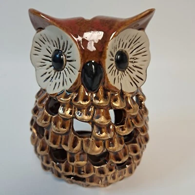 Linterna portavelas de cerámica con luz de té votiva OWL de colección Foto 1 de 4