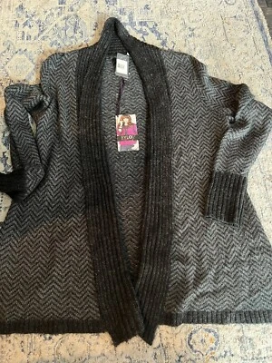 Suéter FYLO Mujer Gris Negro Chevron Suave Manga Larga M Nuevo Con Etiquetas Foto 1 de 4